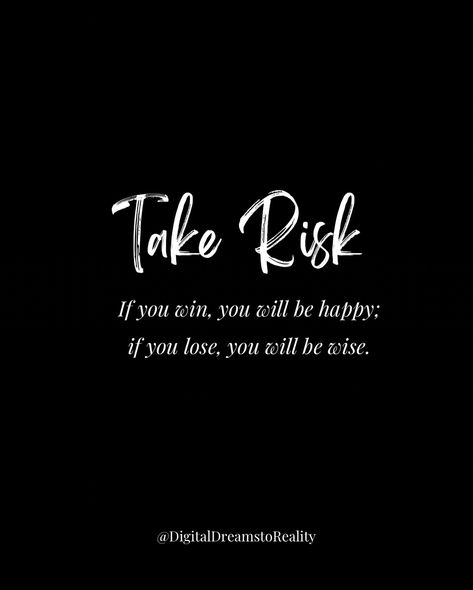 Taking risks isn’t just about embracing the unknown, it’s about believing in your own potential to make something extraordinary happen. ✨ Every leap you take is a chance to grow, to succeed, and to live a fulfilling life! So, why settle for the ‘WHAT IF’ when you can chase the ‘WHATS NEXT’? Here’s to stepping out of our comfort zones and into our power. So take those chances, dive deep, dream big, and let the journey begin! 🌟💫 #takerisk #digitalmarketingjourney #learnandgrow #success #em... Take The Risk Quotes, Risk Quotes, Take The Risk, Taking Risks, Rose Gold Wallpaper, Gold Wallpaper, Take Risks, Stepping Out, Fulfilling Life