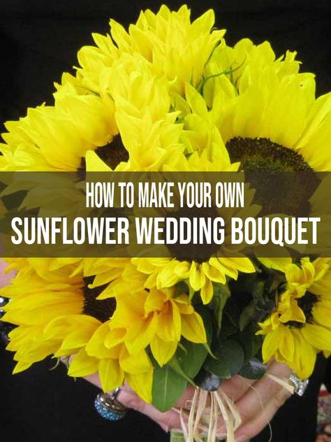 Diy Sunflower Wedding Bouquet, Fake Sunflower Arrangements, Diy Sunflower Bouquet, Diy Sunflower Wedding, Sunflower Ideas, How To Make Sunflower, Sunflower Bridal Bouquet, Diy Sunflower, Wedding Flowers Sunflowers