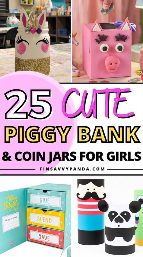 Cool Piggy Banks, Homemade Piggy Banks, Cute Piggy Banks, Piggy Bank Ideas, Diy Coin Bank, Piggy Bank Craft, Unicorn Piggy Bank, Piggy Bank Diy, Cat Piggy Bank