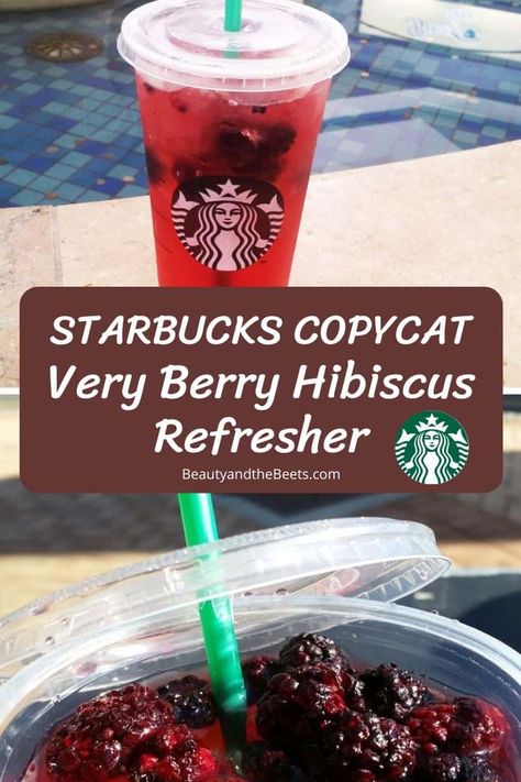 The original copycat recipe for the Very Berry Hibiscus Refresher from Starbucks. #VeryBerryRefresher #StarbucksCopycat Starbucks Very Berry Hibiscus Recipe, Starbucks Very Berry Hibiscus, Hibiscus Roselle, Starbucks Treats, Hibiscus Refresher, Refresher From Starbucks, Hibiscus Recipe, Bedtime Smoothie, Very Berry Hibiscus Refresher