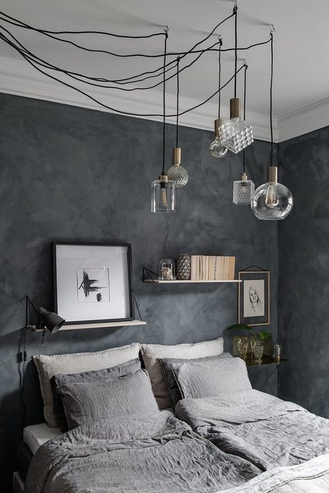 Cozy Scandinavian Bedroom, Scandinavian Bedrooms, Cozy Scandinavian, Scandinavian Design Bedroom, Grey Bedroom, Bilik Tidur, Gray Bedroom, Grey Walls, New Room