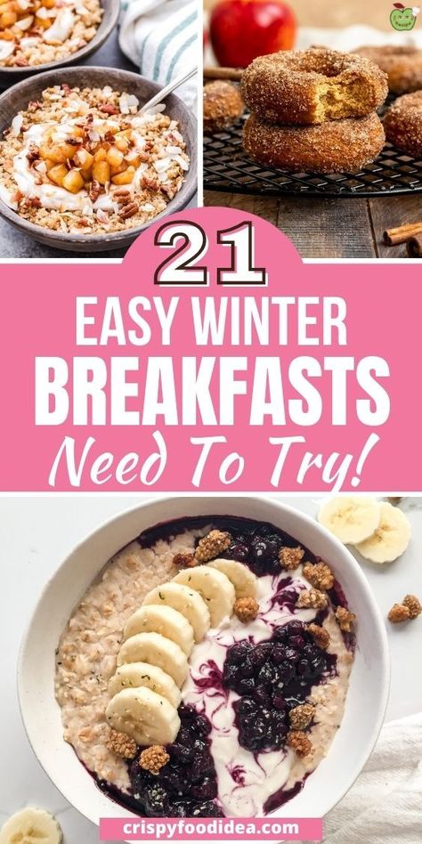 Here you get some easy winter breakfast recipes are best for morning meal and you will love. Winter Recipes Breakfast, Winter Breakfast Recipes, Easy Winter Recipes, Healthy Winter Meals, Morning Meals, Winter Breakfast, Clean Breakfast, Breakfast Sandwich Recipes, Warm Breakfast