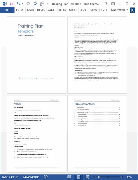 Training Plan Templates (MS Word + 14 x Excel Spreadsheets) – Templates, Forms, Checklists for MS Office and Apple iWork Software Documentation, Training Plan Template, Workshop Template, Workout Plan Template, Excel Spreadsheets Templates, Design Document, Outline Template, Monthly Meal Planner, Table Of Contents Page