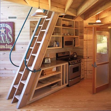 ship_ladder_grande Ship Ladder, Space Saving Staircase, Casa Hobbit, Contemporary Staircase, Tiny House Stairs, Loft Stairs, Tiny House Loft, Tiny House Inspiration, House Loft