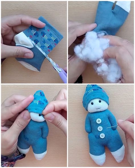 From a sock to a cute tiny doll! 💙 | sock, doll | From a sock to a cute tiny doll! 💙 | By MetDaan Makeup Diy Sock Toys, Metdaan Diy, Doll Videos, Sock Doll, Sock Dolls, Sock Toys, Diy Socks, Sock Crafts, Doll Diy Crafts