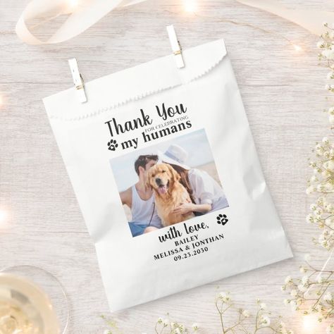 Thank You Pet Photo Doggie Dog Treat Wedding Favor Bag Dog Treat Wedding, Easter Wrapping Paper, Dog Wedding Bandana, Favor Table, Elopement Invitation, Wedding Favor Table, Treat Bar, Wedding Pets, Wedding Favor Bags