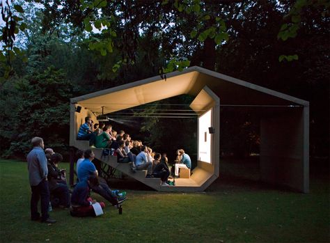 Erika Hock / CINEORAMA - Pavilhão de imagens em movimento 2012 http://2012.namjunepaikaward.de/en/kuenstler/erika_hock/ Sound Sculpture, Pocket Park, Outdoor Stage, Outdoor Cinema, Outdoor Theater, Outdoor Entertainment, Urban Furniture, Outdoor Movie, Street Furniture