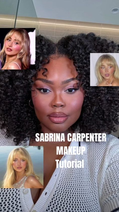 Replying to @Nneka 🌷 Sabrina Carpenter Makeup Recreation tutorial 💕✨... | sabrina carpenter makeup | TikTok Sabrina Carpenter Makeup Brown Skin, Sabrina Carpenter Eye Makeup, Sabrina Carpenter Makeup Tutorial, Sabrina Carpenter No Makeup, Makeup For Darker Skin, Sabrina Carpenter Makeup, Sabrina Carpenter Concert, Makeup Brown, Makeup Tiktok