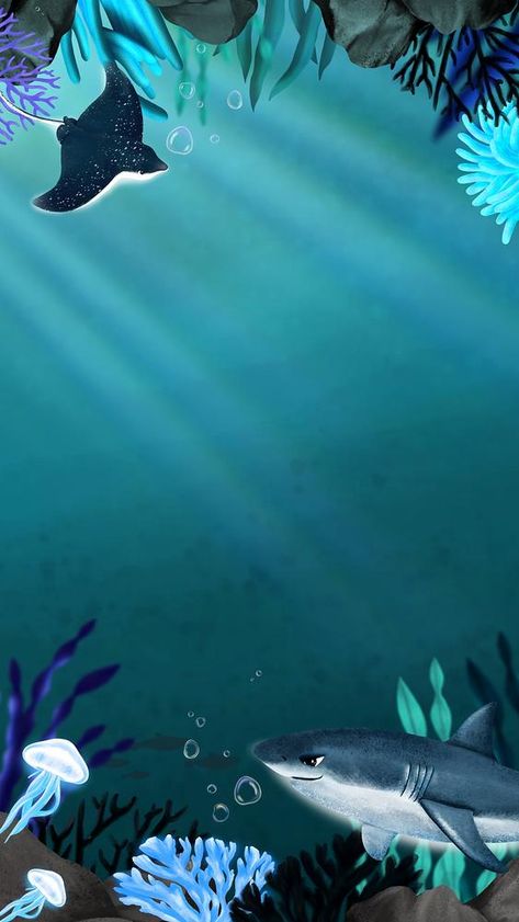 Under The Sea Background Wallpapers, Instagram Story Background Dark, Shark Iphone Wallpaper, Sea Iphone Wallpaper, Wallpaper Whale, Under The Sea Background, Shark Wallpaper, Underwater Cartoon, Underwater Background