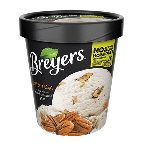 Breyers Ice Cream, Ice Cream Pint, Natural Ice Cream, Butter Pecan Ice Cream, Pecan Ice Cream, Dairy Desserts, Ice Cream Brands, Easy Ice Cream, Best Butter