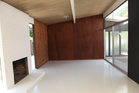 Mid Century Wood Paneling, Mid Century Modern Flooring, Vct Flooring, Interior Design Portfolios, Eichler Homes, Modern Flooring, Mid Century Modern Wood, Mid Century Modern Interiors, Highland Homes