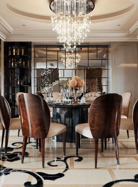 Burl walnut wood and classic detail for a contemporary interior Dinning Room Modern, Dining Room Design Luxury, Neutral Dining Room, Luxxu Modern Design Living, Manger Design, Casual Dining Rooms, Luxury Dining Room, Elegant Dining Room, Country Houses