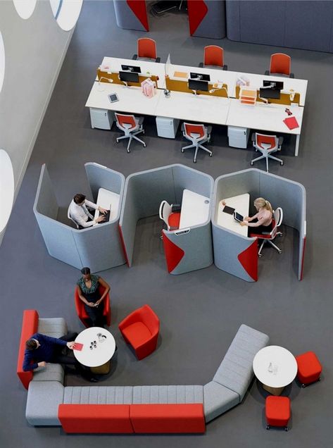 Acoustic Furniture Solutions for Privacy and Collaboration #OfficeFurniture Modern Office Design Inspiration, Contemporary Facade, Cheap Office Furniture, Modular Office Furniture, Office Design Inspiration, Modern Office Interiors, Interior Contemporary, Facade Cladding, Corporate Office Design