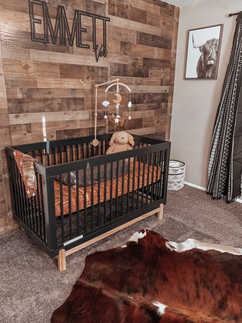 Black Western Nursery, Western Nursery Ideas Farmhouse, Western Woodland Nursery, Western Nursery Dresser, Nursery Ideas Western Theme, Dark Western Nursery, Nursery Ideas Cowboy, Nursery Ideas Southern, Country Nursery Ideas Rustic