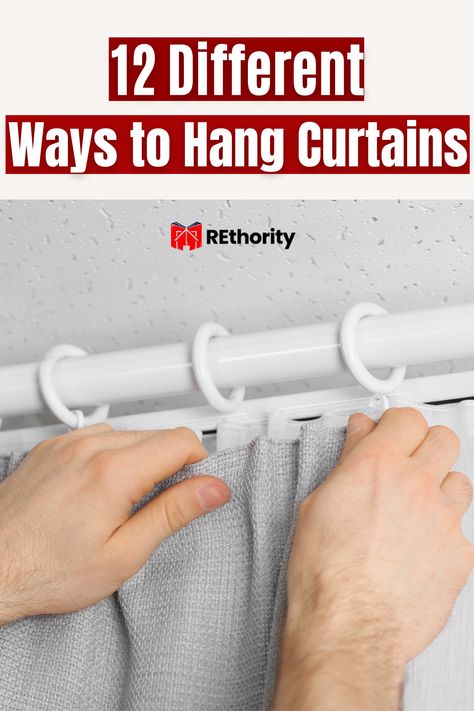 If you're looking for a way to add a touch of personality, texture, and color to your home, hanging curtains can be the perfect solution – and there are endless ways to do it! From traditional rods and rings to creative DIY solutions, here are 12 different ways to hang curtains that will help you transform any room in your home! Different Ways To Hang Curtains, Ways To Hang Curtains, How To Hang Curtains, Hanging Curtain Rods, Dark Curtains, Room Vibes, Tab Curtains, Plain Curtains, Chic Interior Design