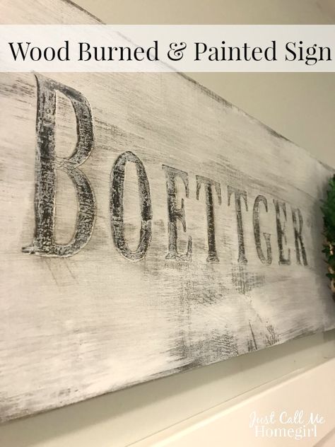 Wood Burning and Painted a rustic sign Antique Farmhouse Decor, Wood Burned Signs, Sign Inspiration, Rustic Letters, Woodburning Projects, Whitewash Wood, Inner Circle, Police Station, Antique Farmhouse