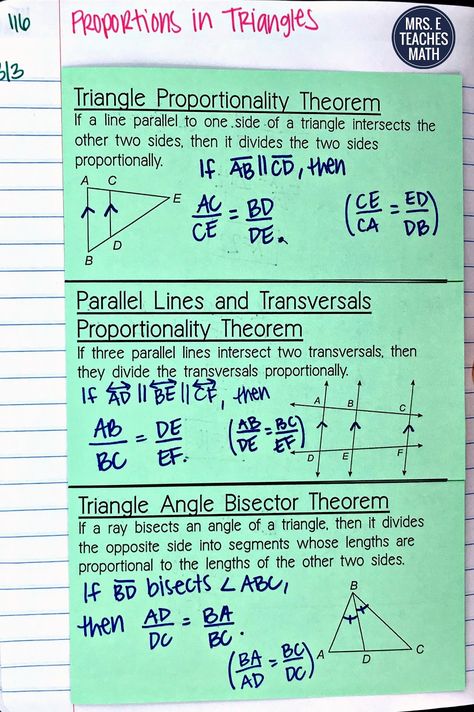 Proportions in Triangles Foldable Similar Triangles, Teaching Geometry, Geometry High School, Math Charts, Math Interactive, Math Interactive Notebook, Basic Math Skills, Secondary Math, Math Lesson Plans