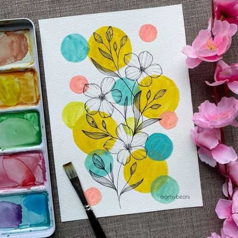 Doodle Flower Drawings, Coloured Doodle Art, Doodling Art Ideas, Floral Sketches Design, Sketch Colour Art, Doodle Drawings Colourful, Flower Drawing Design Colour, Colour Doodle Art, Abstract Drawings Doodles