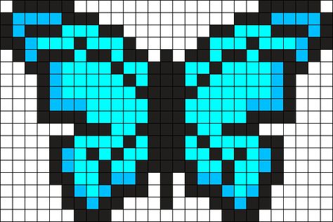 Butterfly Perler Bead Pattern / Bead Sprite Butterfly Perler Bead Pattern, Kandi Cuffs, Easy Perler Bead Patterns, Melty Bead Patterns, Fuse Bead Patterns, Pony Bead Patterns, 8bit Art, Perler Bead Templates, Kandi Patterns