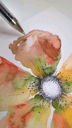 Watercolor Art Cards, Flower Painting Watercolor, Abstract Watercolor Flower, Shorts Drawing, Painting Lesson, Beginners Painting, Painting Flowers Tutorial, Easy Flower Painting, Watercolor Beginner