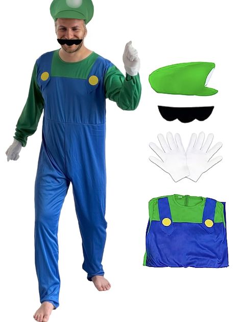 PRICES MAY VARY. Package Includes:Hat,Jumpsuit overalls with big yellow buttons,character Mustache,A pair of gloves.Wash by hand in cold water and air dry. This super powered plumber cosplay costume is inspirecd by a very popular super brothers' video game.With this overall costume,you can transform into everyone¡¯s favorite plumbers With our Super Brothers uniforms,take you on a fantastic adventure,beat the odds,and grow.This is the best gift for a loved one. SIZE:Small--Suggested Height:150-16 Overall Costume, Brothers Video, Outfit With Hat, Jumpsuit Overalls, Outfits With Hats, Adult Costumes, Super Powers, Cosplay Costume, Air Dry