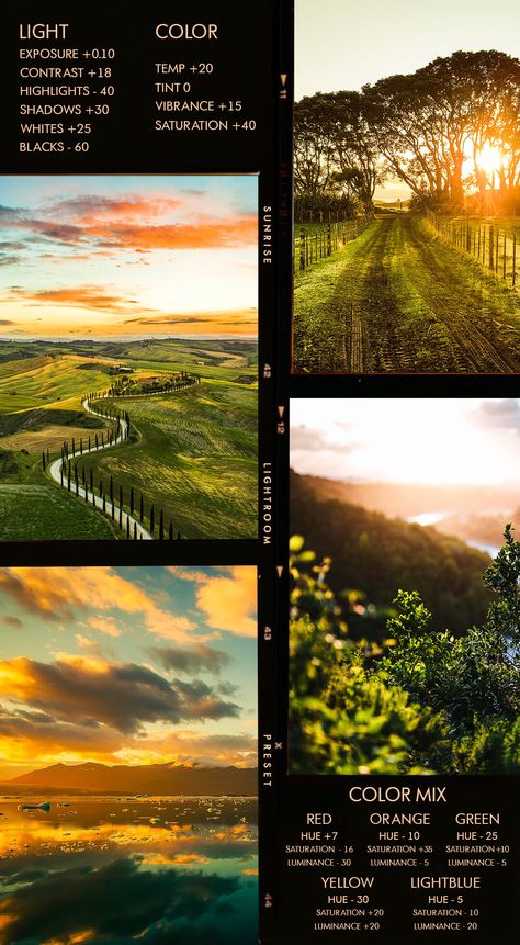 Sunrise Photo Editing, Landscape Photo Editing, Lightroom Presets Landscape, Lightroom Presets Photography, Adobe Lightroom Photo Editing Tips, Lightroom Nature Edit, Lightroom Ideas Photo Editing, Lightroom Presets Travel, Lightroom Selfie Presets