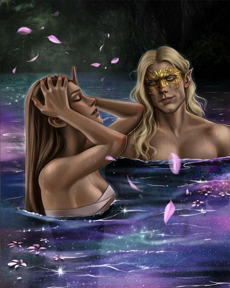 Acotar Book One Fanart, Acotar Starlight Pool, Tamlin Under The Mountain, Tamlin And Feyre Fanart, Bryaxis Acowar Fanart, Feyre And Tamlin Wedding, Acotar Tamlin And Feyre, Rhysand Fan Art, Feysand Fan Art