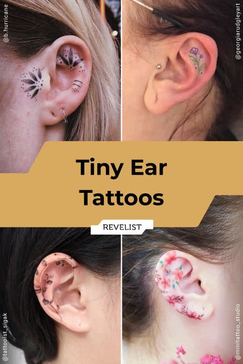 Tattoo In Ear, Inner Ear Piercing, Ear Tats, Inner Ear Tattoo, Tattoo Ear, Hebbars Kitchen, Flamingo Tattoo, Free Hand Tattoo, Ear Piercings Tragus