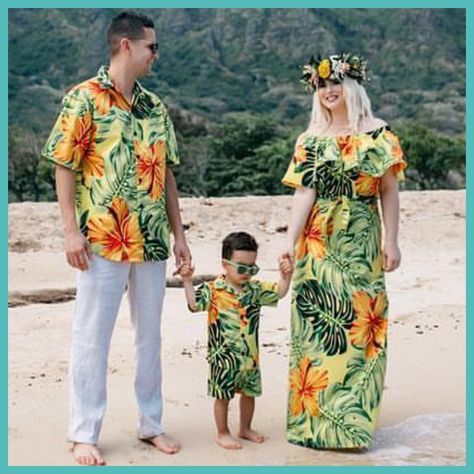 Hawaiian Party Outfit, Hawaii Images, Matching Hawaiian Outfits, Photos In Hawaii, Samoan Dress, Hawaiian Outfits, Luau Outfits, Island Style Clothing, Custom Outfits