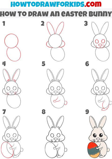 How to Draw an Easter Bunny - Easy Drawing Tutorial For Kids Cute Animals To Draw, Animals To Draw, Easter Bunny Cartoon, Challenge Instagram, Easter Drawings, Draw Step By Step, Draw Easy, Draw Animals, Kids Doodles