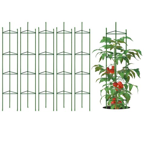 PRICES MAY VARY. Package Includes: 18 Pcs 60in steel core stake, 72 pcs connect arms, 1 velcro. You can make 6 pack 5ft height tomato cage. Strong and Sturdy: Made of sturdy steel, not east to break, and covered with plastic coating, the plant stakes can prevent rust and be reused indoor and outdoor for seasons. Easy assemble: Our tomato cage are whole stick piece 5ft, not separate, make it easier to install. You can place and move the connect arms to achieve the shape you want. Widely Use: Our Tomato Garden Trellis, Tomato Stakes, Tomato Trellis, Plant Cages, Plant Stakes, Tomato Cages, Trellis Plants, Plastic Coating, Support Structure