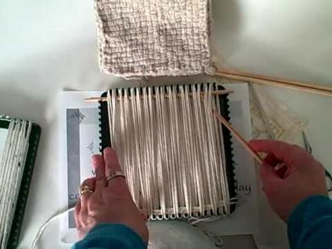 How to weave with yarn on the potholder loom - YouTube Weaving With Yarn, Weaving Sticks, Diy Potholders, Fabric Loom, Zoom Loom, Loom Yarn, Weaving Book, Potholder Loom, Rug Loom