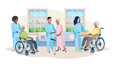 Nurses take care of older adults in a nursing home. Home Safety Tips, Organizing Paperwork, Assisted Living Facility, Retirement Fund, Family Caregiver, United Way, Making A Budget, Assisted Living, Do What Is Right