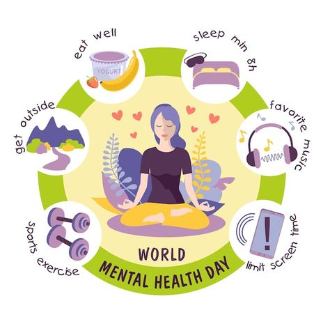 World mental health day design template ... | Premium Vector #Freepik #vector #mental-disorder #mind #brain-health #disorder Good Health And Well Being Poster, Health Pics, Mental Health Artwork, Health Awareness Poster, Wellness Day, Brain Shape, Brain Vector, Health Posters, Mental Health Awareness Week