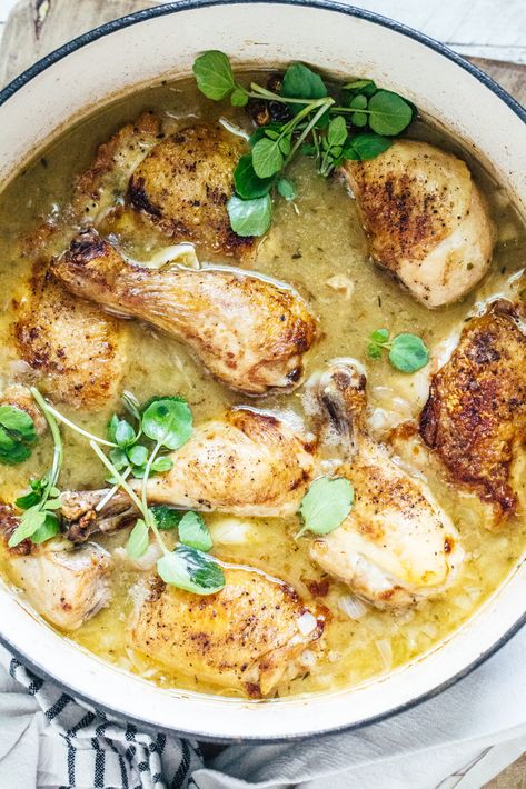 Eat your sweet hearts out, garlic lovers. This one's for you, this Chicken with 40 Cloves of Garlic (or, Poulet aux Quarante Gousses d'Ail). That's how you say it in French, which is good to know since this is a beloved Provencal style recipe. And to be honest, it's not nearly as overtly garlicky as Food Scientist, Dinner Party Menu, Sweet Hearts, Recipe Chicken, Elegant Dinner, Zebra Stripes, Roast Recipes, Budget Friendly Recipes, Sheet Pan Recipes