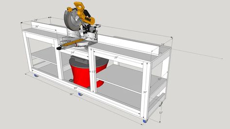 Miter Saw Station | 3D Warehouse Miter Saw Bench, Floating Bed Diy, Garage Workspace, Miter Saw Station, Table Saw Station, Saw Station, Garage Workbench Plans, Mitre Saw Station, Lumber Rack