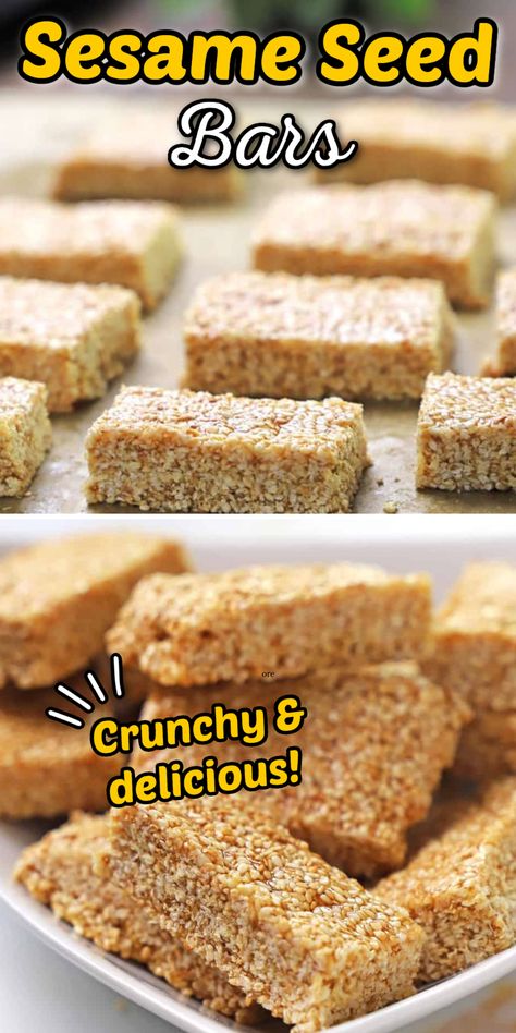 Sesame Seed Candy Recipe, Sesame Candy Recipes, Sesame Bars Recipes, Sesame Seed Bars Recipe, Sesame Sweets, Sesame Seed Bars, Seed Bars Recipe, Sesame Bars, Sesame Candy