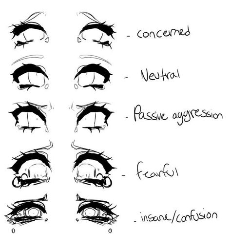 Eye Anime Reference, Eye Drawing Tutorials Cartoon, Anime Eyes Expressions, Eye Drawing Reference Anime, Curly Haired Boy Drawing, Eye Art Styles Drawing, Narrow Eyes Drawing, Eyes Inspo Drawing, Eyes Drawing Styles