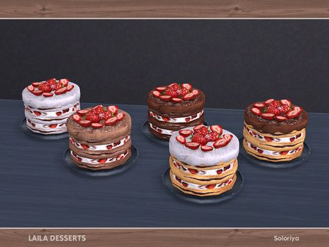 Desserts Cake, Sims 4 Anime, Sims 4 Clutter, Dessert Set, Sims 4 Build, Dessert Decoration, Bakery Cakes, Sims 4 Cc, Sims 4 Custom Content