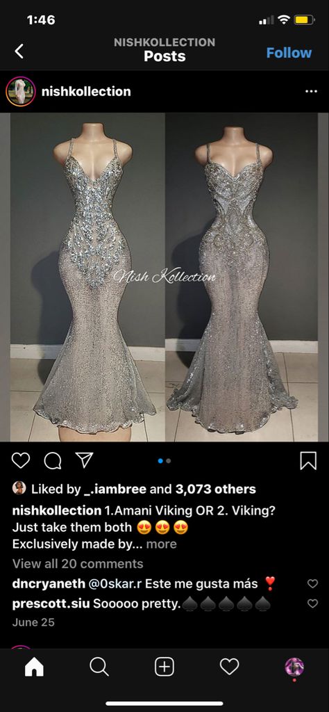 Silver Prom Dresses Black Women, Rhinestone Dress Prom, Baddie Prom Dresses, Diamond Prom Dresses, Bling Prom Dresses, Prom 2k24, Pretty Homecoming Dresses, Senior Szn, Glam Wedding Dress