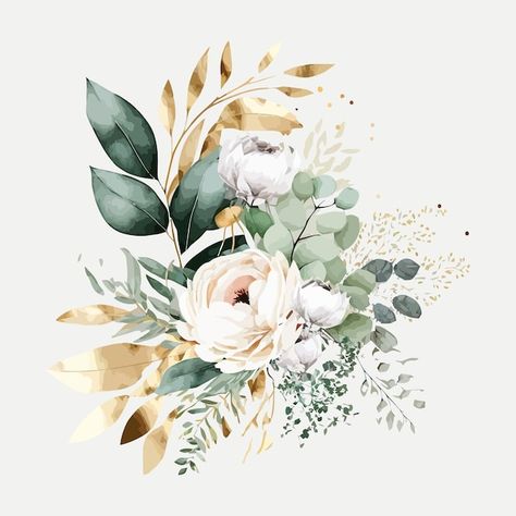 Vector watercolor floral illustration bo... | Premium Vector #Freepik #vector #eucalyptus-leaves #eucalyptus-background #nature-border #eucalyptus Green Flowers Illustration, Rose And Eucalyptus Tattoo, Eucalyptus Background, White And Gold Flowers, Pink Christmas Background, Leopard Artwork, Blue Christmas Background, Green And White Flowers, Cartoon Leaf