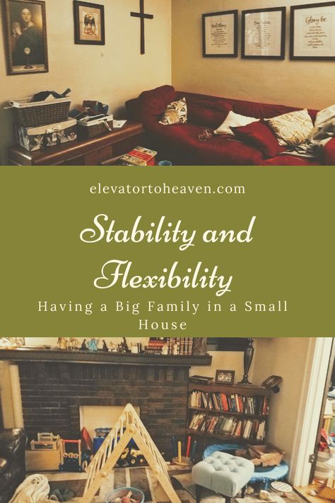 Stability and Flexibility: Life with a Big Family in a Small House #catholicfamilylife #tinyhouse #smallhouse #lifeinasmallhouse Not So Big House Ideas, Large Family Bedroom Ideas, Small Dining Room Big Family, Large Family In Small House, Big Family Small House Organization, Large Family Home Organization, Small House Large Family, Small Home Big Family, Small Home With Kids