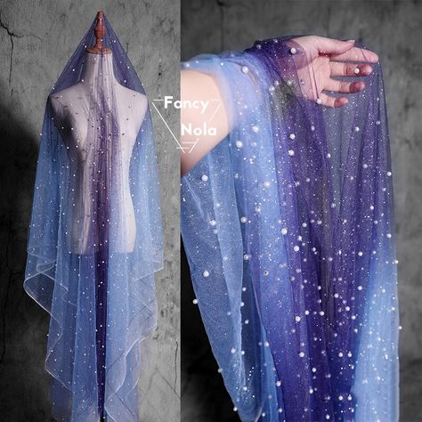 Cheap Wedding Dress Fabrics, Buy Quality Apparel Accessories Directly from China Suppliers:Fantasy Gradient Starry Blue Purple Gauze Dusting Perspectival Nail Beaded Tulle dress gown DIY designer fabric FG006 Enjoy ✓Free Shipping Worldwide! ✓Limited Time Sale ✓Easy Return. Starry Wedding Dress, Lila Party, Robe Diy, Space Outfit, Beaded Tulle, Dress Gown, Mode Inspo, Diy Dress, Designer Fabric