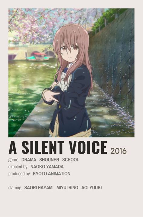 Studio Ghibli Poster, A Silent Voice Anime, Japanese Animated Movies, Anime Suggestions, Yandere Manga, Film Poster Design, Kyoto Animation, Poster Anime, Minimalist Movie Poster