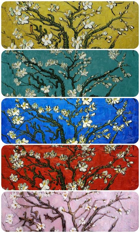 Van Gogh- Branches of an Almond Tree in Blossom. Choose your color palette at www.overstockArt.com 자작나무 그림, Painting Backgrounds, Tree Branch Art, Van Gogh Wallpaper, Van Gogh Almond Blossom, Painted Vans, Almond Tree, Branch Art, Arte Van Gogh