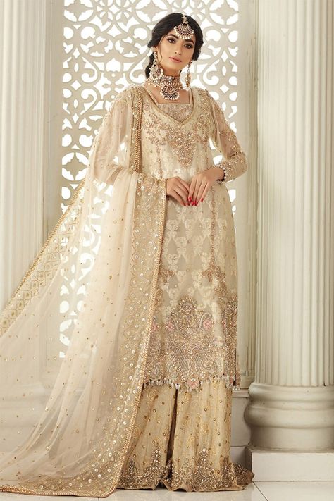 Heavy Work Dupatta, Sharara Dress, Pakistani Kurta, Nikah Dress, Pakistani Salwar Kameez, Pakistani Bridal Dresses, Pakistani Bridal Wear, Embroidered Wedding, Kurta With Pants