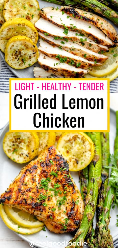 Grilled Lemon Chicken, Grilled Lemon, Resep Seafood, Plats Healthy, Resep Diet, Healthy Grilling, Makanan Diet, Health Dinner, Grilled Chicken Recipes