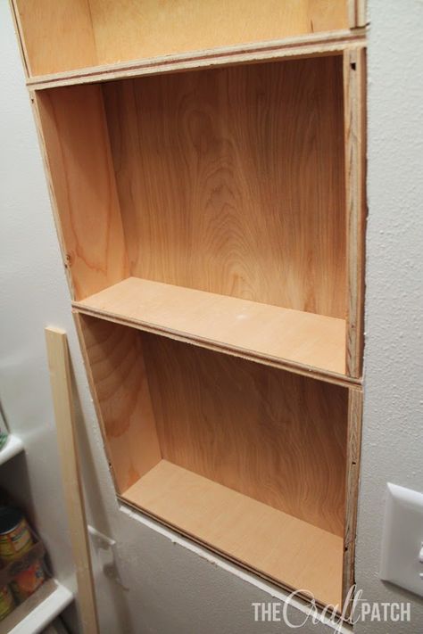 Shelf Between Studs, Build A Shelf, Between Studs, Recessed Shelves, Diy Accent Wall, Wall Niche, Home Remodeling Diy, Diy Remodel, Built In Shelves