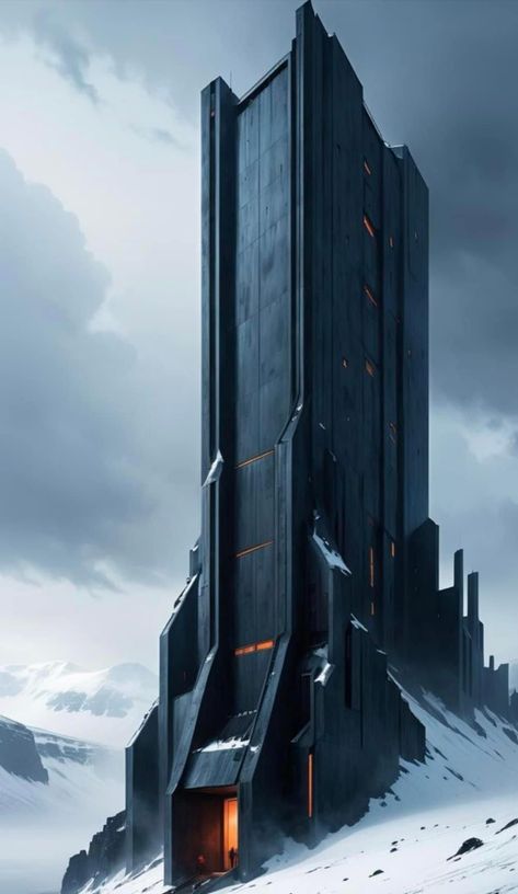 Sci Fi Castle Concept Art, Sci Fi Building Concept Art, Sci Fi Castle, Mega Structure, Sci Fi Base, Scifi Building, Black Architecture, Scifi City, Sci Fi Building