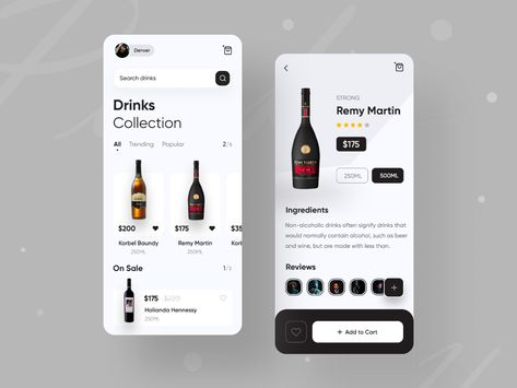 Drink App, Wine App, Mobile Shop Design, Plant App, Timer App, Web Dashboard, App Design Layout, Ui Ux App, Strong Drinks